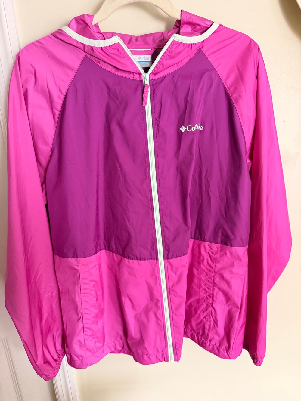Columbia womens Pink and Magenta Hooded Rain Jacket